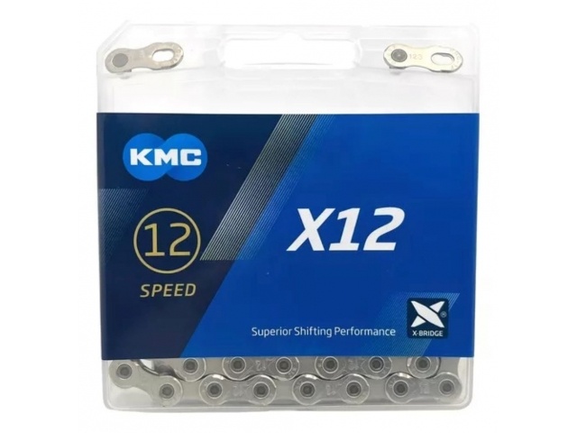 Cadena KMC 1/2" x 11/128" x 126 - 12 velocidades Plata/Negro